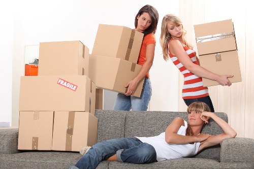 Boxes and household items inside a moving van in Westealing